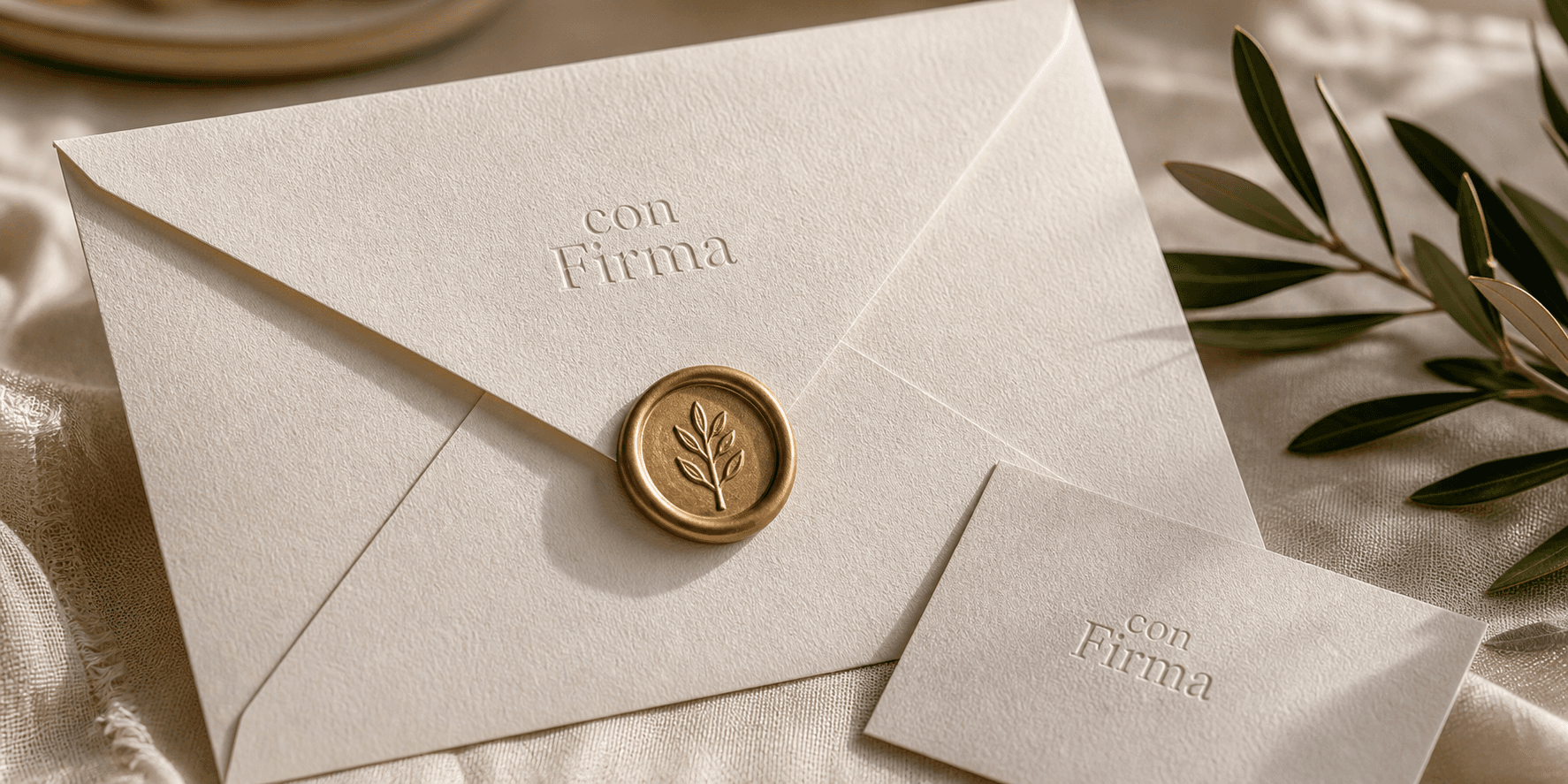 Sobre de invitacion premium con sello y papeleria con Firma